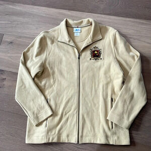 Vintage Disney 1955 Mickey Badge Embroidered Zip Up Beige Jacket Size XL